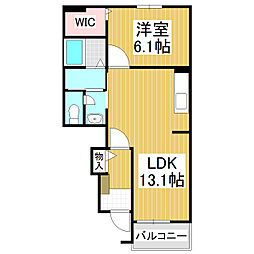ボヌールシス 1LDKの間取図画像