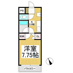 メゾンセシボン東部 1Kの間取図画像