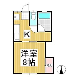 光陽ハイツB棟 1Kの間取図画像