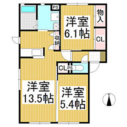 ロックフェニックスA 2LDKの間取図画像