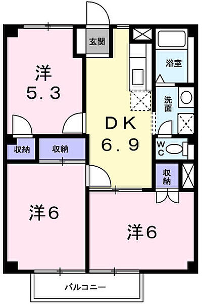 ガーデンハウス ｜兵庫県明石市太寺天王町(賃貸アパート3DK・1階・52.17㎡)の写真 その2