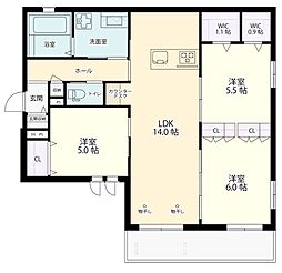 ミュゲット 2階3LDKの間取り