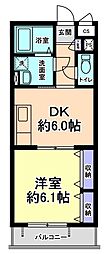 メゾンシマ 3階1DKの間取り