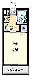 メゾンドフローラ 2階1Kの間取り