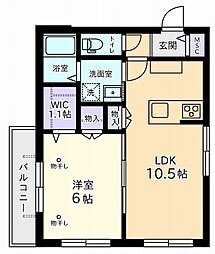 ＣＬＡＩＲつつじが丘 1階1LDKの間取り