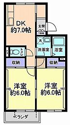 メゾンエクレール 1階2DKの間取り