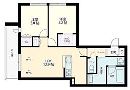 コリーナ 2階2LDKの間取り