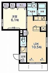 Ｌｕｋｅ 1階1LDKの間取り