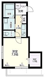 ヴィラ　ベルウッド 1階1Kの間取り