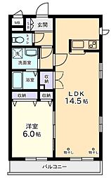 エクセルコート 2階1LDKの間取り