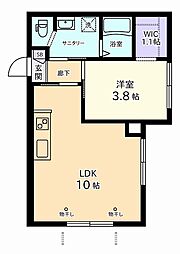 モンテベルデ 1階1LDKの間取り