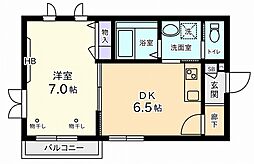 ドミールけやき 3階1DKの間取り