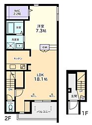 ラシュレ三鷹 1LDKの間取図画像