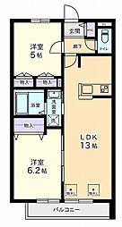 ルシエル 2LDKの間取図画像