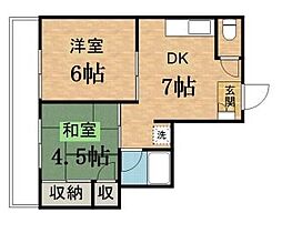 リバーサイド・メゾンK 2DKの間取図画像