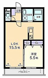 オーデンセ桜 1LDKの間取図画像