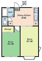 サンハピネス 2階2Kの間取り