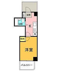 ハーシオンフルタI 3階1Kの間取り