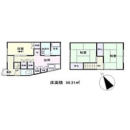 川本借家 3DKの間取り