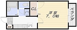 コーポジェネス 2階1Kの間取り