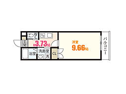 M・テラス上安A棟 1Kの間取図画像