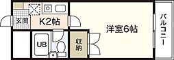 カーサ駅前 3階1Kの間取り