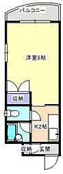 第2イノウエビル 4階1Kの間取り