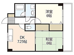 サクセスフォート 3階2DKの間取り