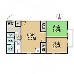 木谷マンション 3階2LDKの間取り