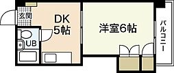 JR山陽本線 横川駅 徒歩10分の賃貸マンション 4階1DKの間取り