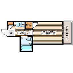 エスポアコーポII 1階1Kの間取り