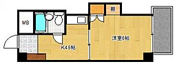 中広ハウス 2階1Kの間取り