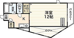 サンライフ三篠 1階1Kの間取り