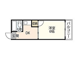 サンコーポ 2階1DKの間取り
