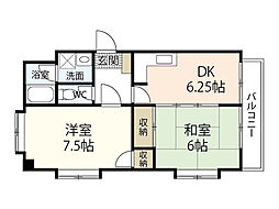 第1木本ビル 9階2DKの間取り