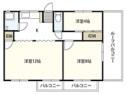 嵯峨野ハイツ 4階3Kの間取り