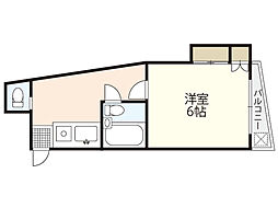 オラシオンビル 4階1Kの間取り