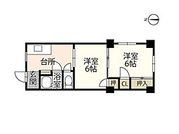 ますもとビル 3階2DKの間取り
