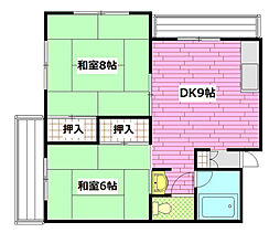ラフォート牛田 4階2DKの間取り