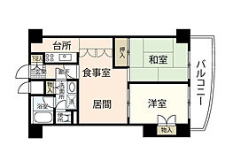 ライオンズマンション柳橋公園 5階2LDKの間取り
