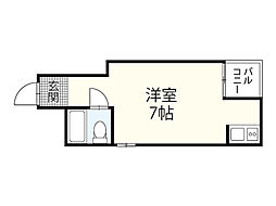 第一浜村ビル 4階ワンルームの間取り