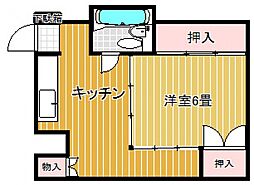 倉本第一ビル 1DKの間取図画像
