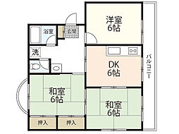グリーンビル 2階3DKの間取り