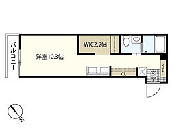 フェリシア梅原 2階ワンルームの間取り