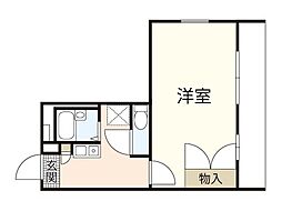 レオパレスマサト 3階1Kの間取り