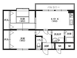 カルティエＧＭ 3階2LDKの間取り