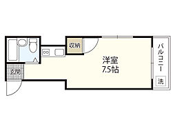 サンズビル 3階ワンルームの間取り