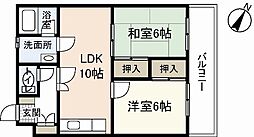 ソフィアコート東原弐番館 1階2LDKの間取り