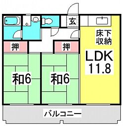 第2しづマンション 1階2LDKの間取り