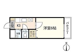 ハイツ緑井 1Kの間取図画像